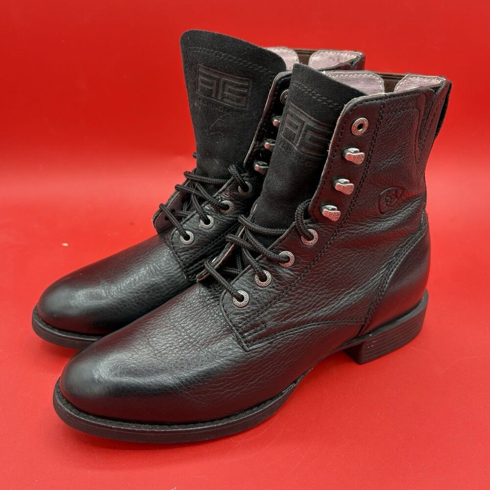Ariat Heritage Lacer II Lace Up Black Leather Women's Western Boots Size US 7.5B